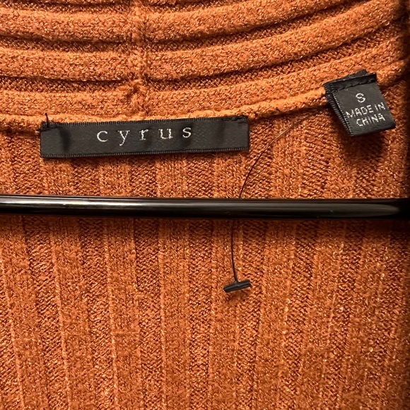 Long Ribbed Cardigan Sweater | Rust Orange | Size Small - Picture 4 of 4